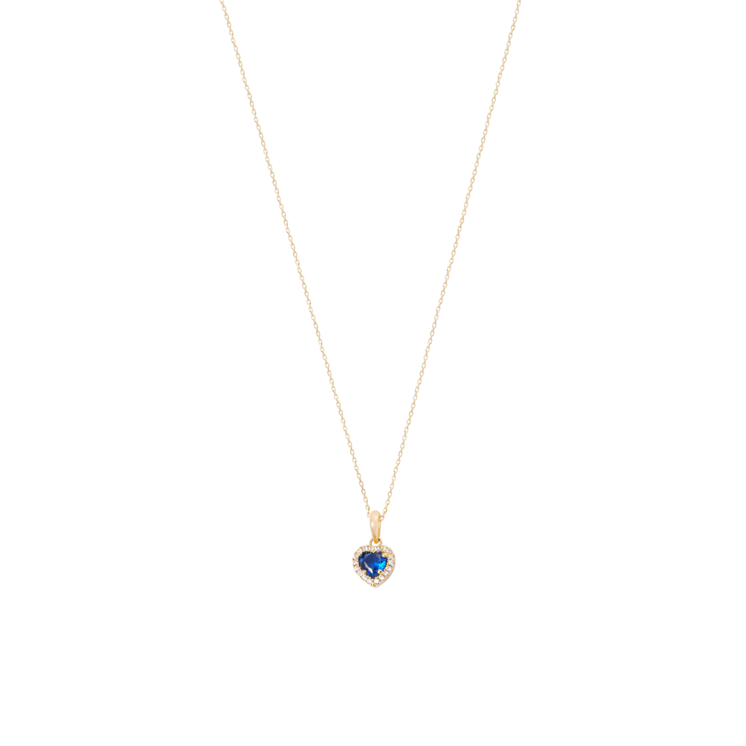 Colgante de Oro 18kt Corazón Circonita-Zafiros 3