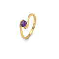 Anillo Oro Miel 18kt Ondas con Amatista