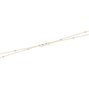 Pulsera de Oro 18kt Corazones Tricolores y Bolitas