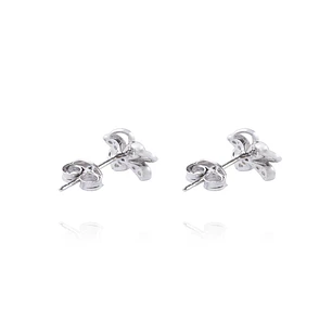 Aros de Plata Esterlina 925 Flor Circones