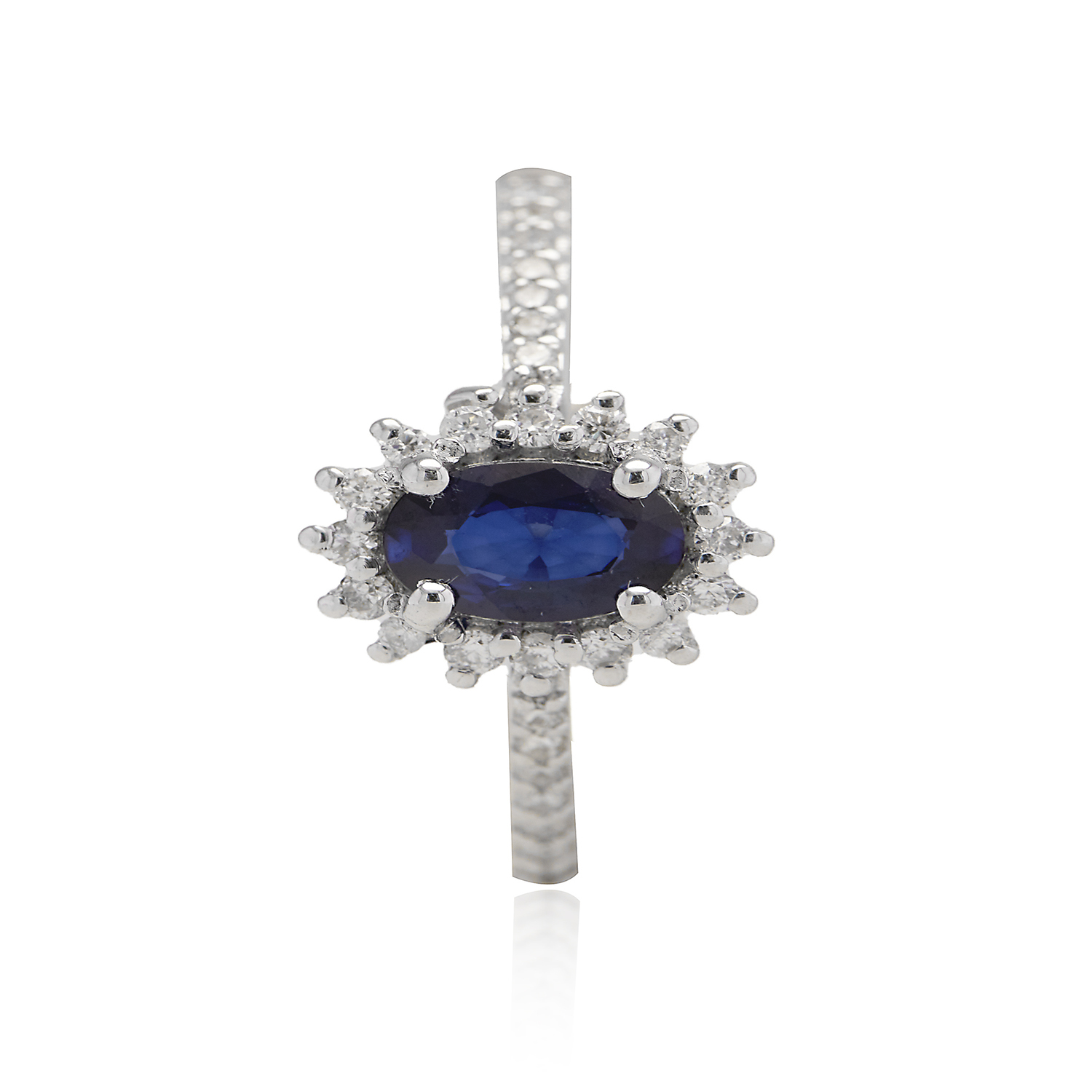 Anillo Compromiso Oro Blanco 18kt Diamantes 19 Pts y 48Pts Zafiro 2