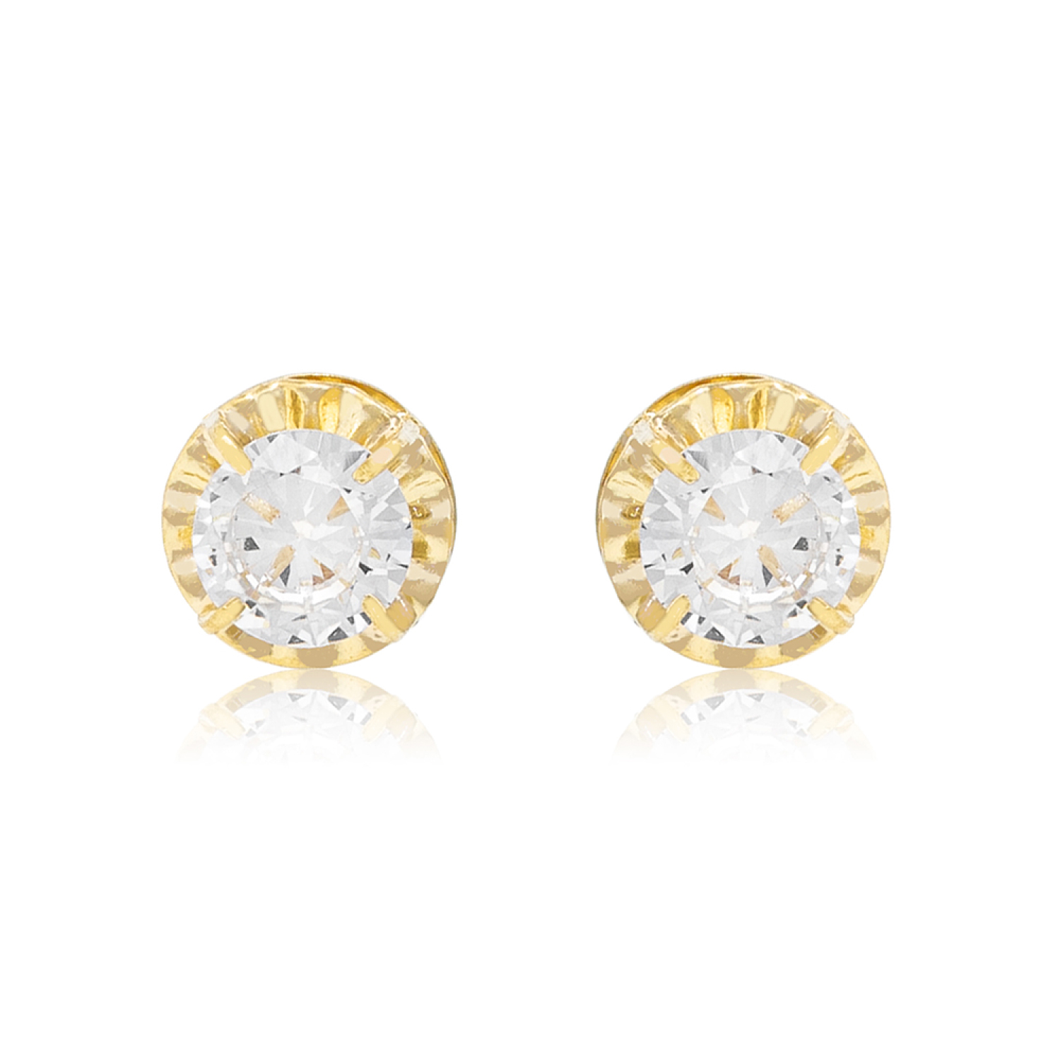 Aros de Oro 18kt Chatón de Circon Circonita 5mm 1