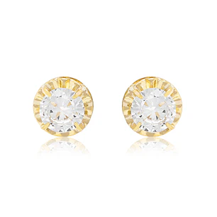 Aros de Oro 18kt Chatón de Circon Circonita 5mm