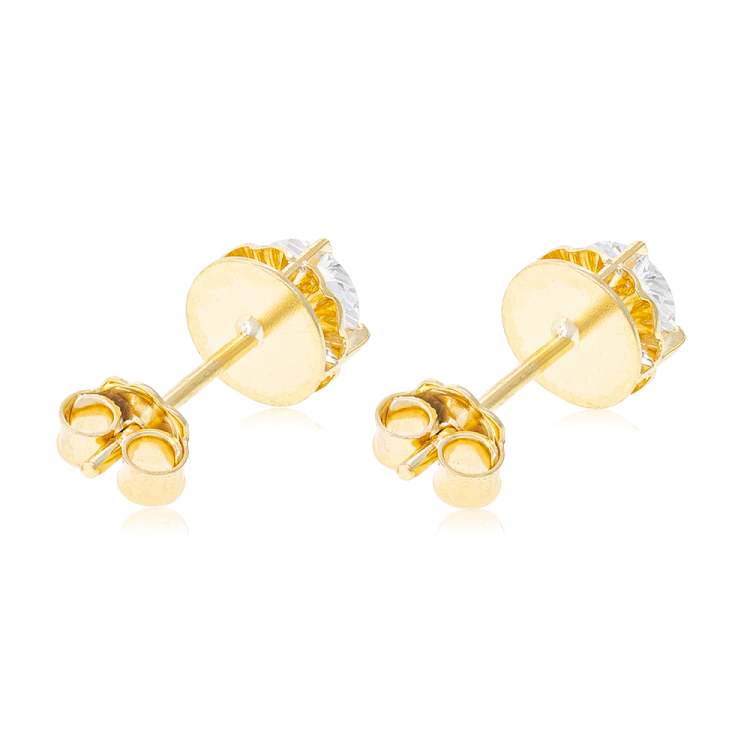 Aros de Oro 18kt Chatón de Circon Circonita 5mm 3