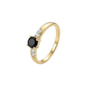 Anillo Oro Miel 18kt Eclipse con Ónix y Circonitas