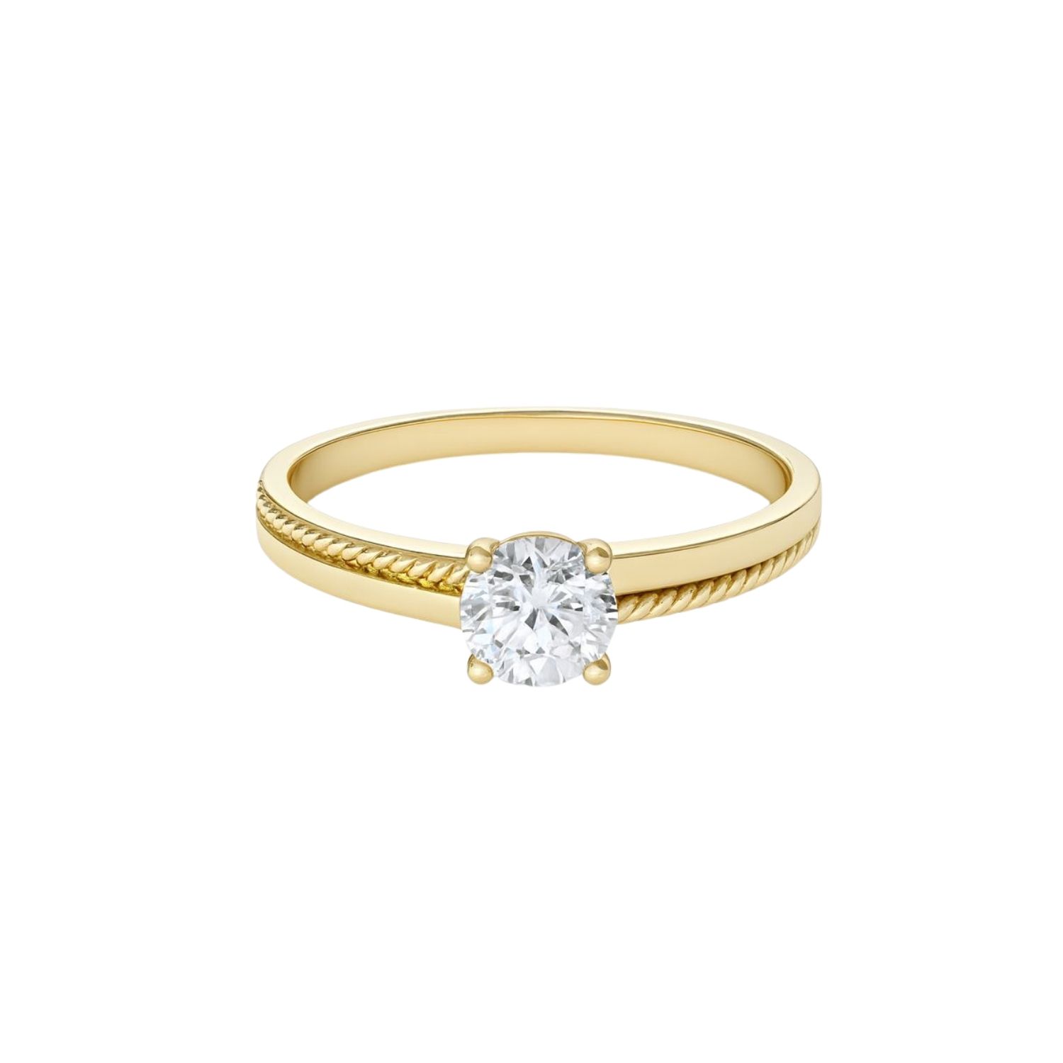 Anillo Oro Amarillo 14kt Biselado Circonita Central 5MM 3