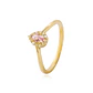 Anillo Compromiso de Oro 18kt Modelo Gota Rosa de Francia & Circón - Miniatura 1