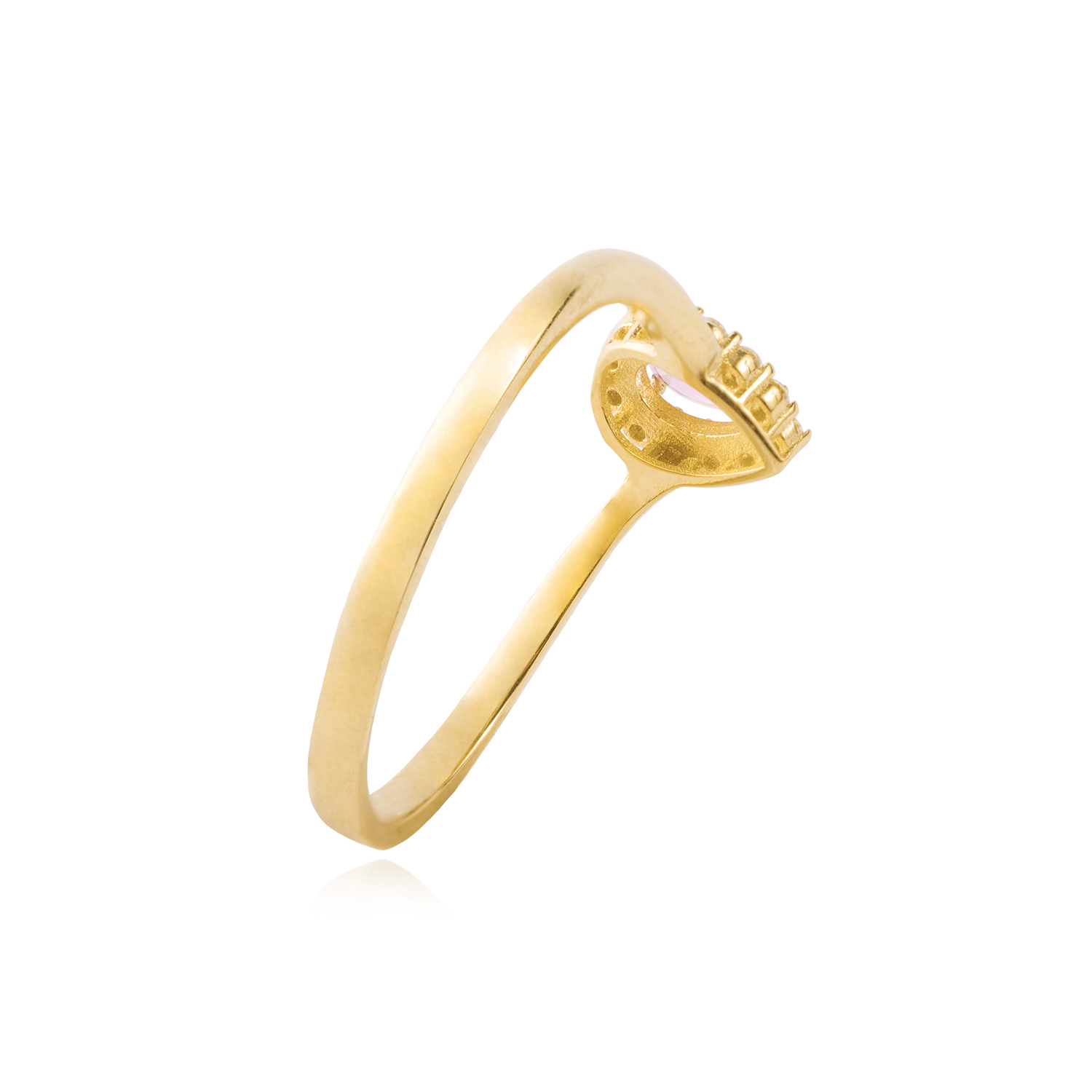 Anillo Compromiso de Oro 18kt Modelo Gota Rosa de Francia & Circón 3