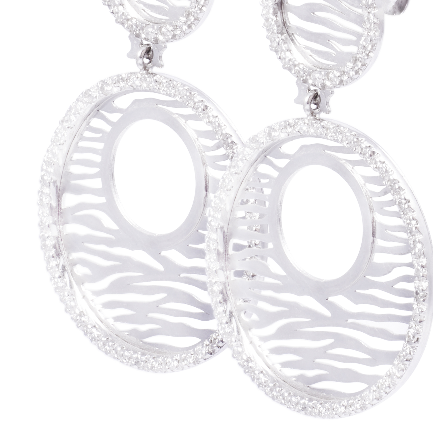 Aros Oro Blanco 18kt Dos Círculos Diamantes 1,38 Qlts 2