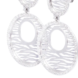 Aros Oro Blanco 18kt Dos Círculos Diamantes 1,38 Qlts