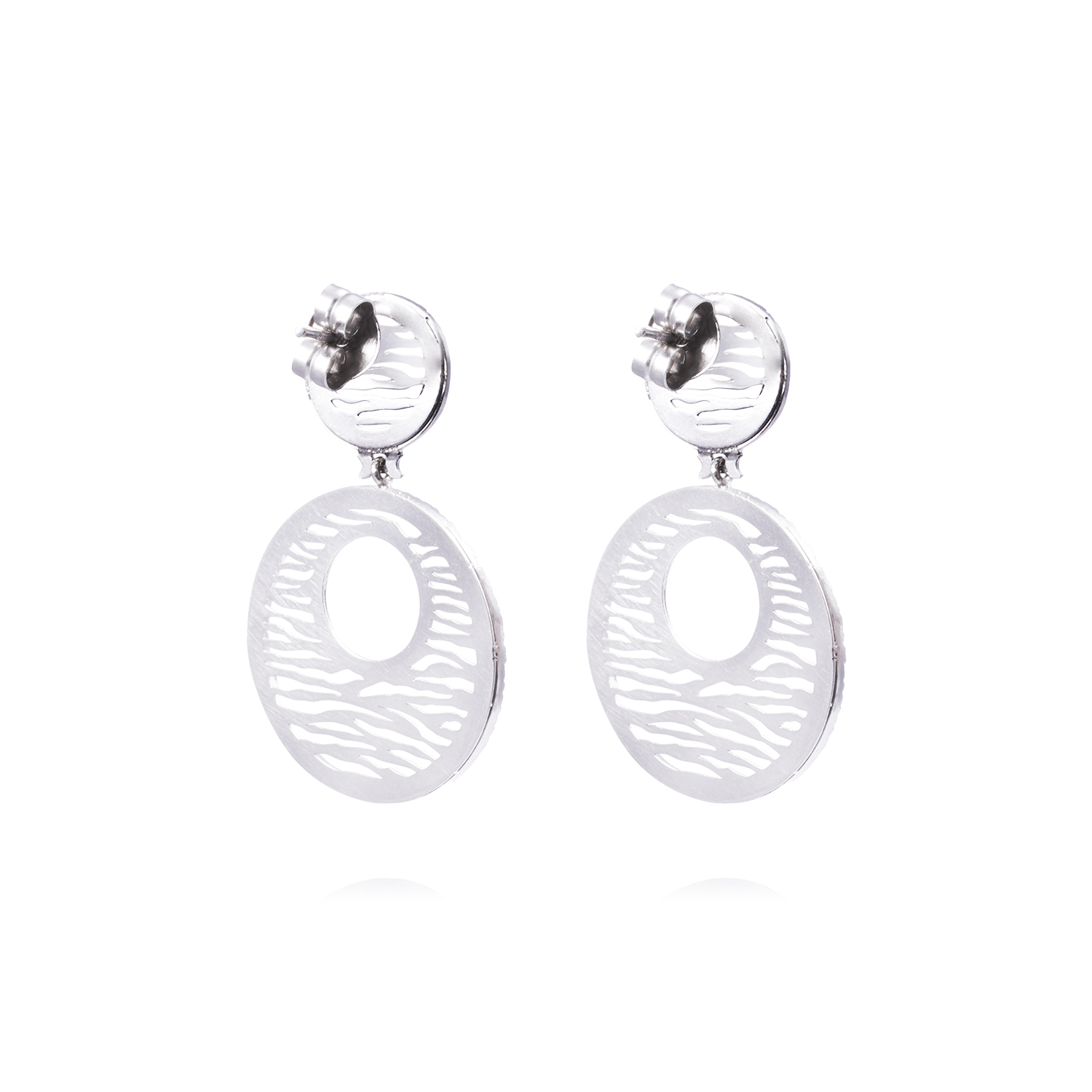 Aros Oro Blanco 18kt Dos Círculos Diamantes 1,38 Qlts 3