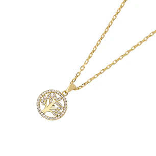 Colgante de Oro 10kt Árbol de la Vida Circonitas