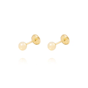 Aros de Oro 18kt Bolita Tornillo Hilo de 4mm