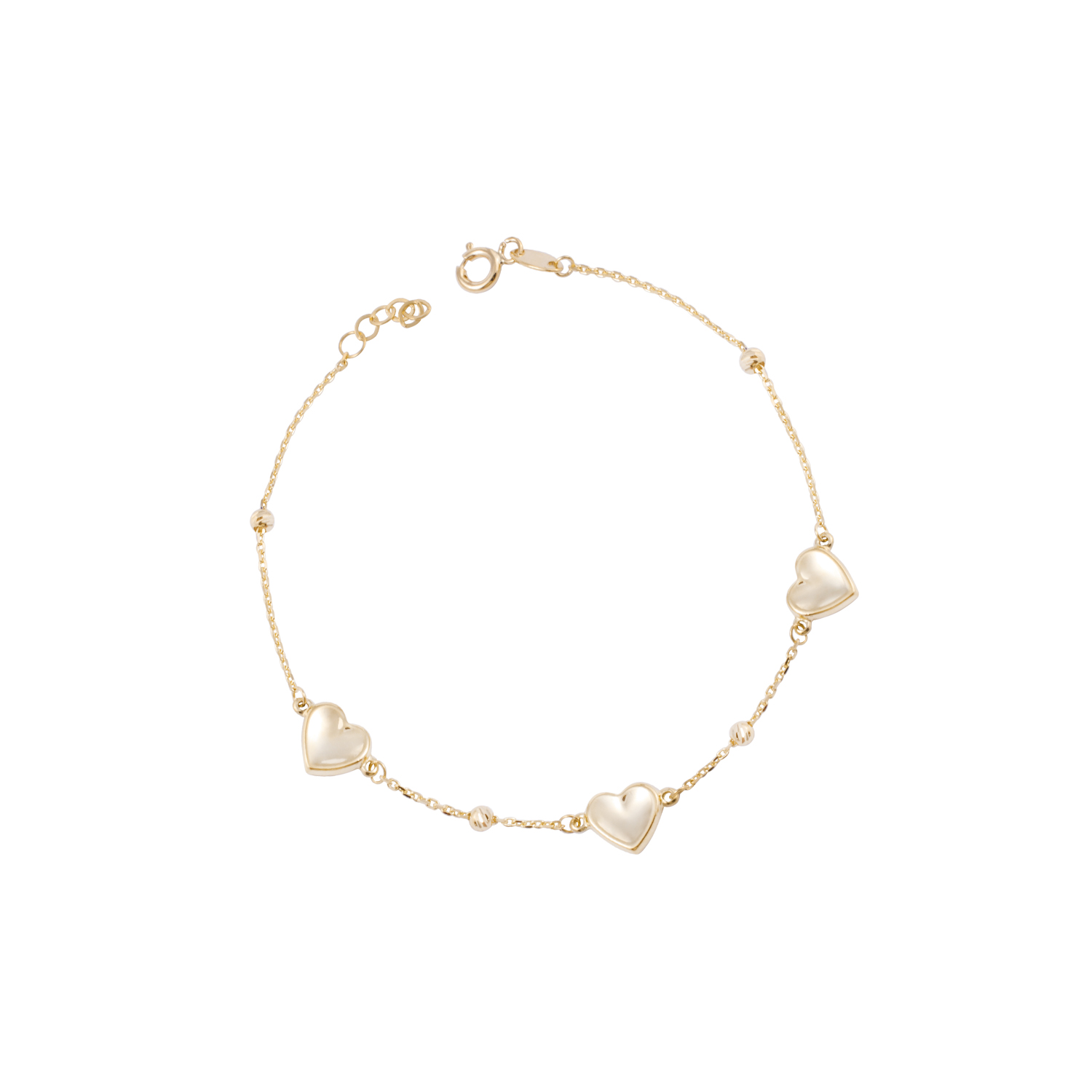 Pulsera de Oro 18kt Trío Corazones 1