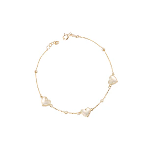 Pulsera de Oro 18kt Trío Corazones