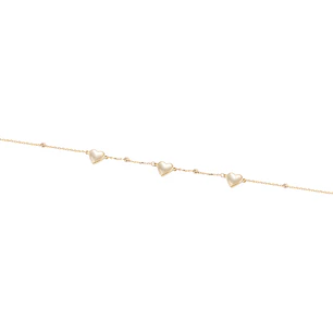 Pulsera de Oro 18kt Trío Corazones