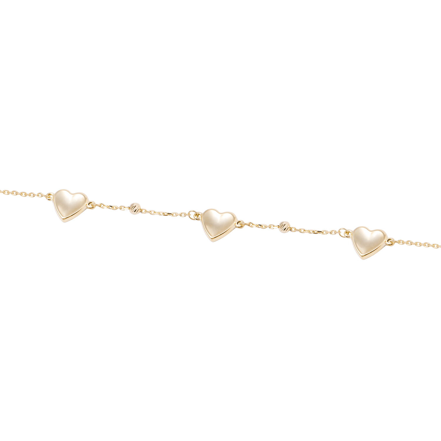 Pulsera de Oro 18kt Trío Corazones 3