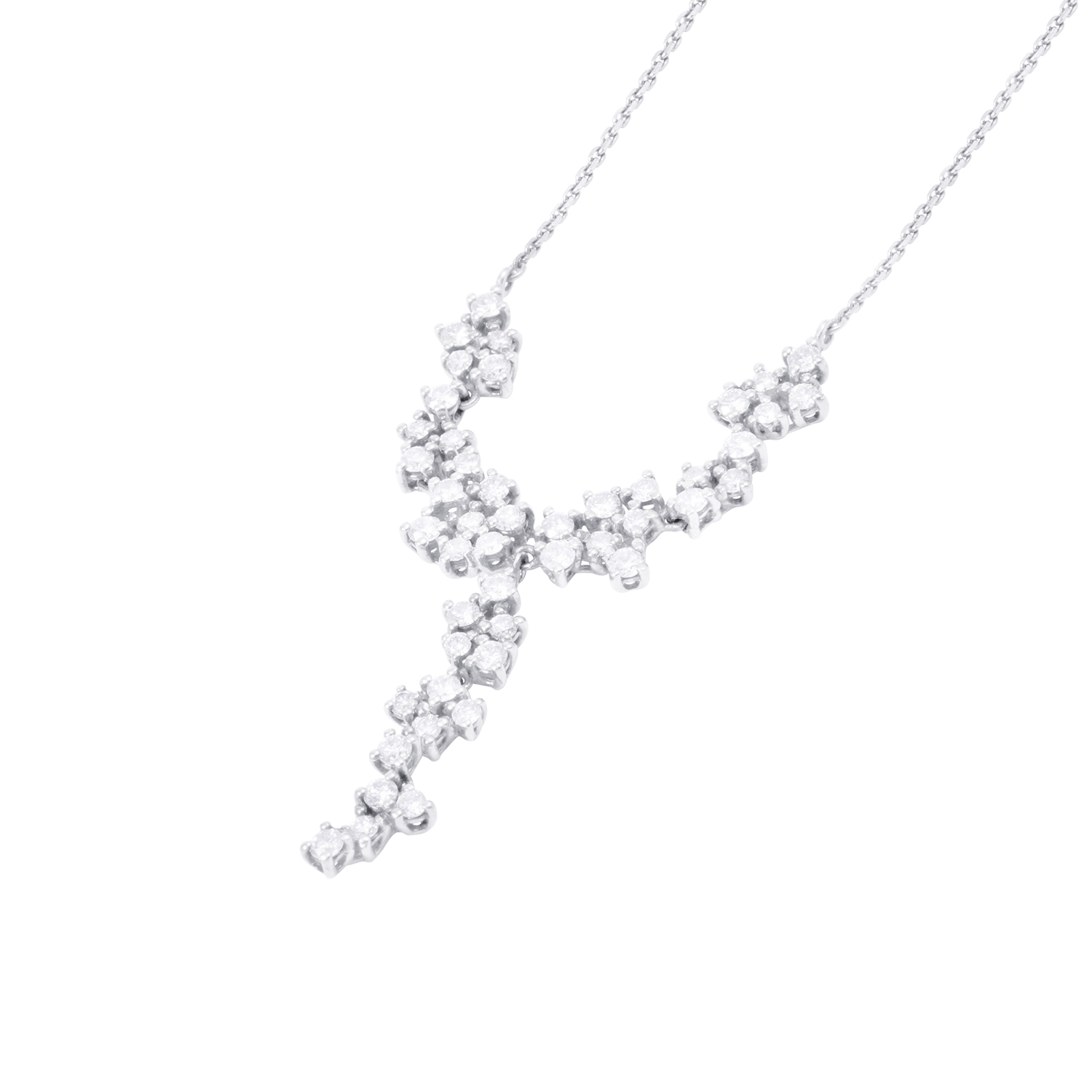 Collar Oro Blanco 18kt Diseño de Diamantes Colgantes 106 Pts 2