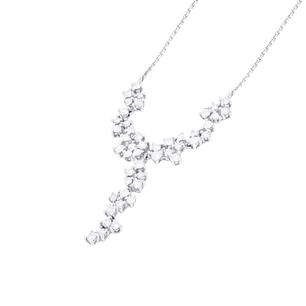 Collar Oro Blanco 18kt Diseño de Diamantes Colgantes 106 Pts