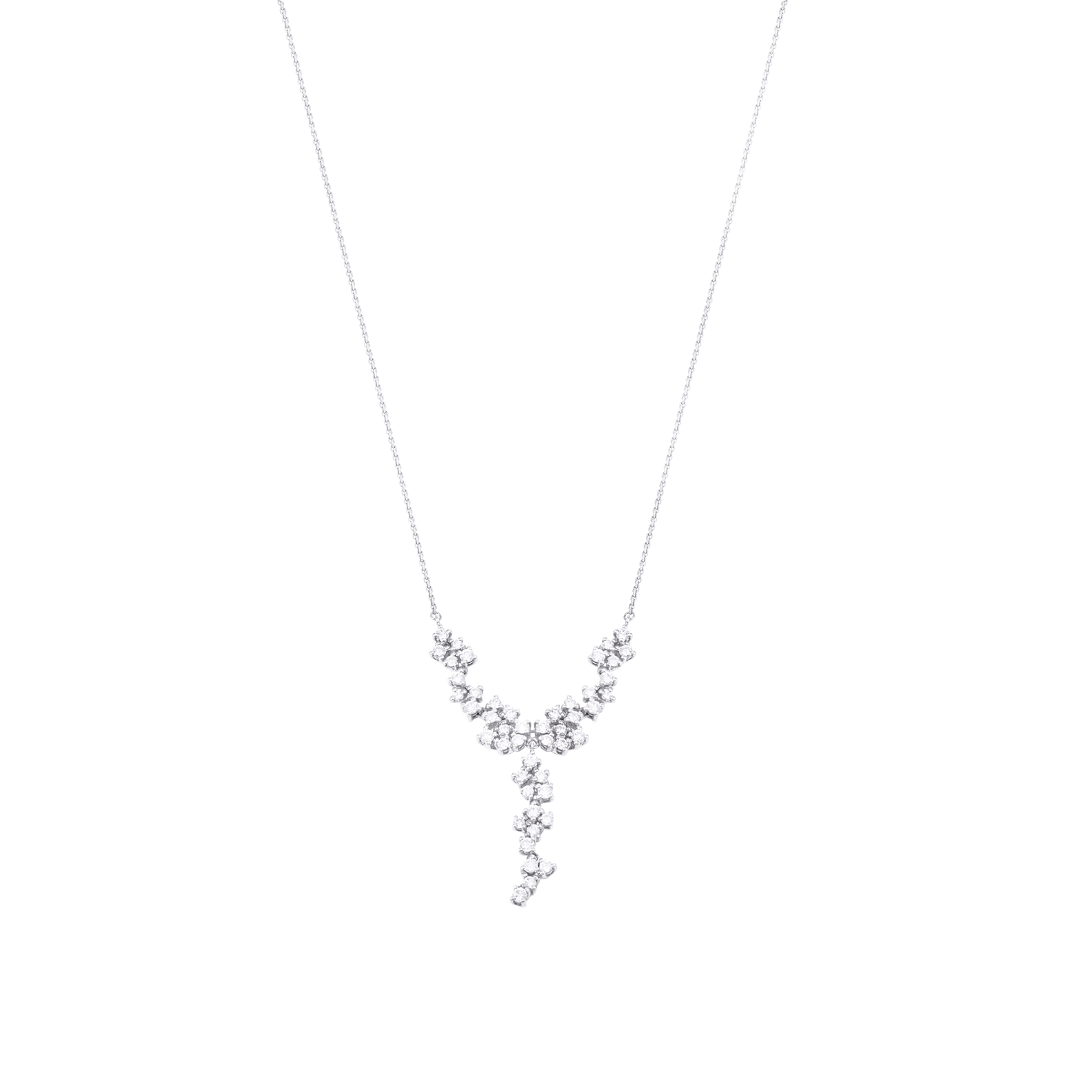 Collar Oro Blanco 18kt Diseño de Diamantes Colgantes 106 Pts 3