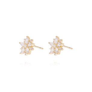 Aros de Oro 18kt Flor Radiante Circón