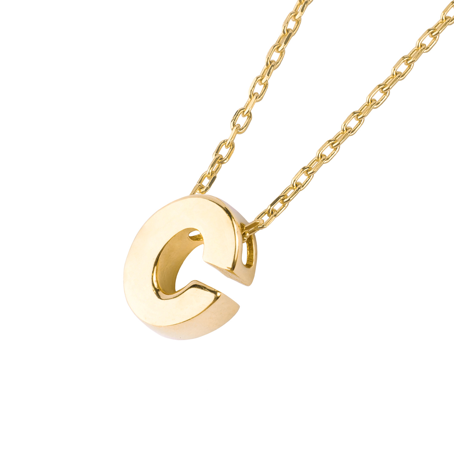 Collar de Oro 18kt Letra C 1