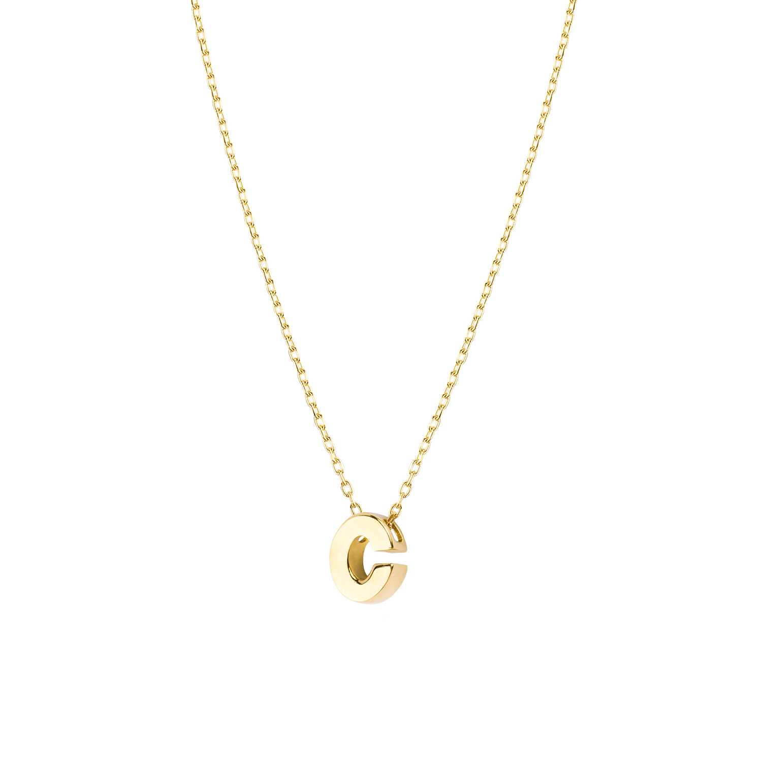 Collar de Oro 18kt Letra C 2