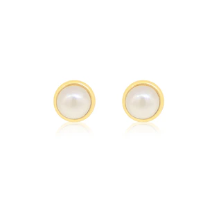 Aros de Oro 18kt  Tipo Perla Cultivada de 3.0mm a 3.5mm