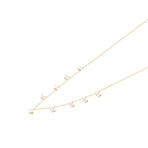 Collar de Plata Esterlina 925 Choker 9 Circones Colgantes Revestido en 18Kt