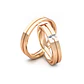 Par Argollas Matrimonio de Oro Miel 18kt con 2 Diamantes de 1,7x1,7mm Corte Princesa Modelo Neo - Miniatura 3