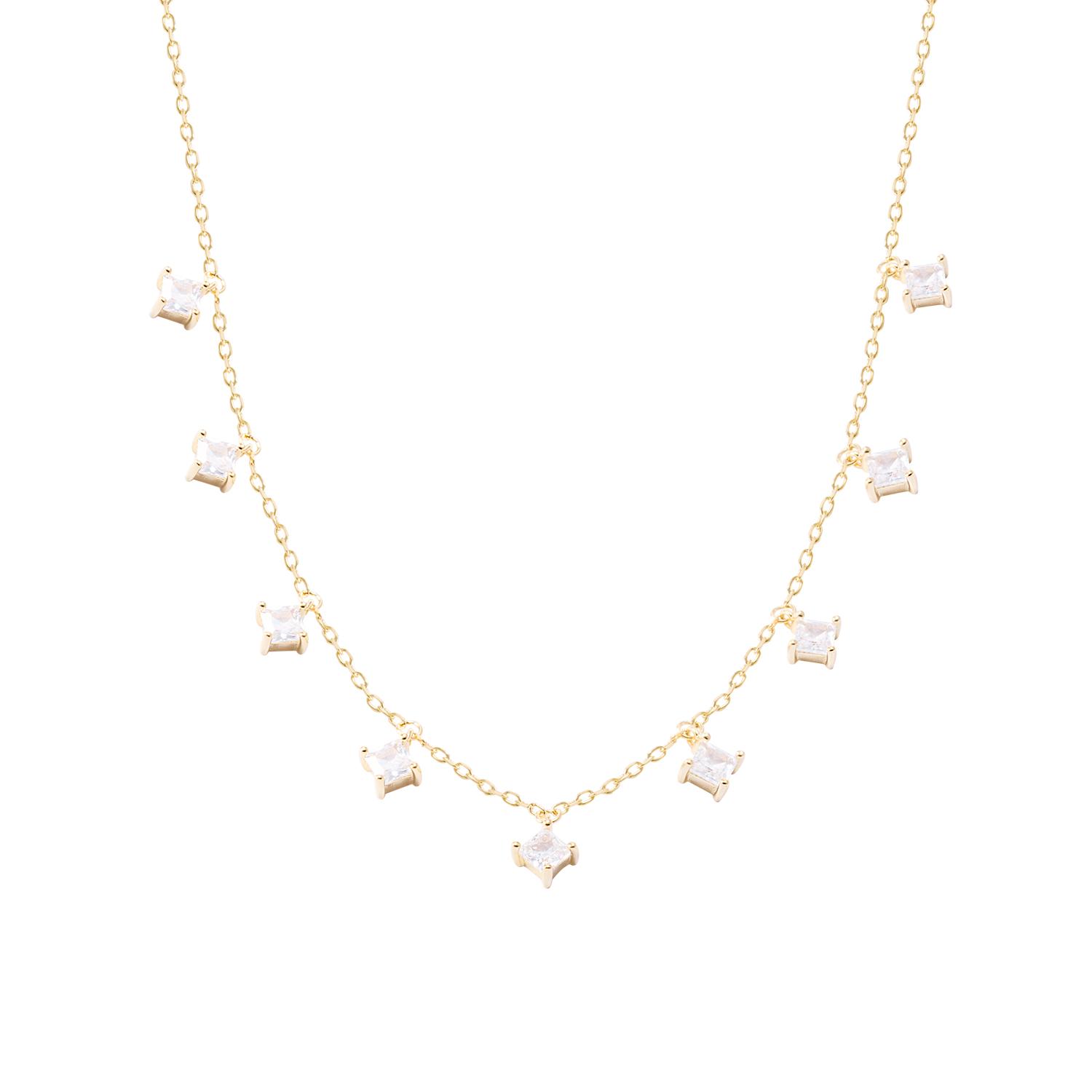 Collar de Plata Esterlina 925 Choker 9 Circones Colgantes Revestido en 18Kt 2