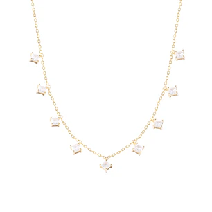 Collar de Plata Esterlina 925 Choker 9 Circones Colgantes Revestido en 18Kt