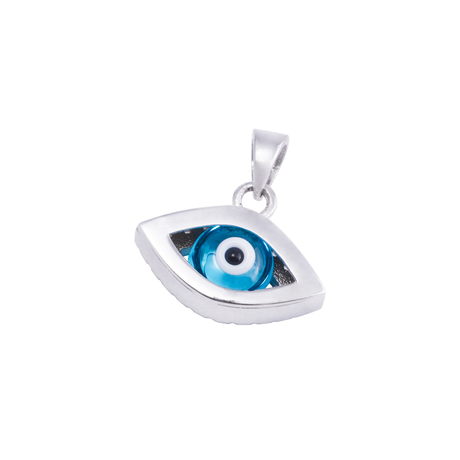Colgante de Oro Blanco 18kt Ojo Turco Circón 1
