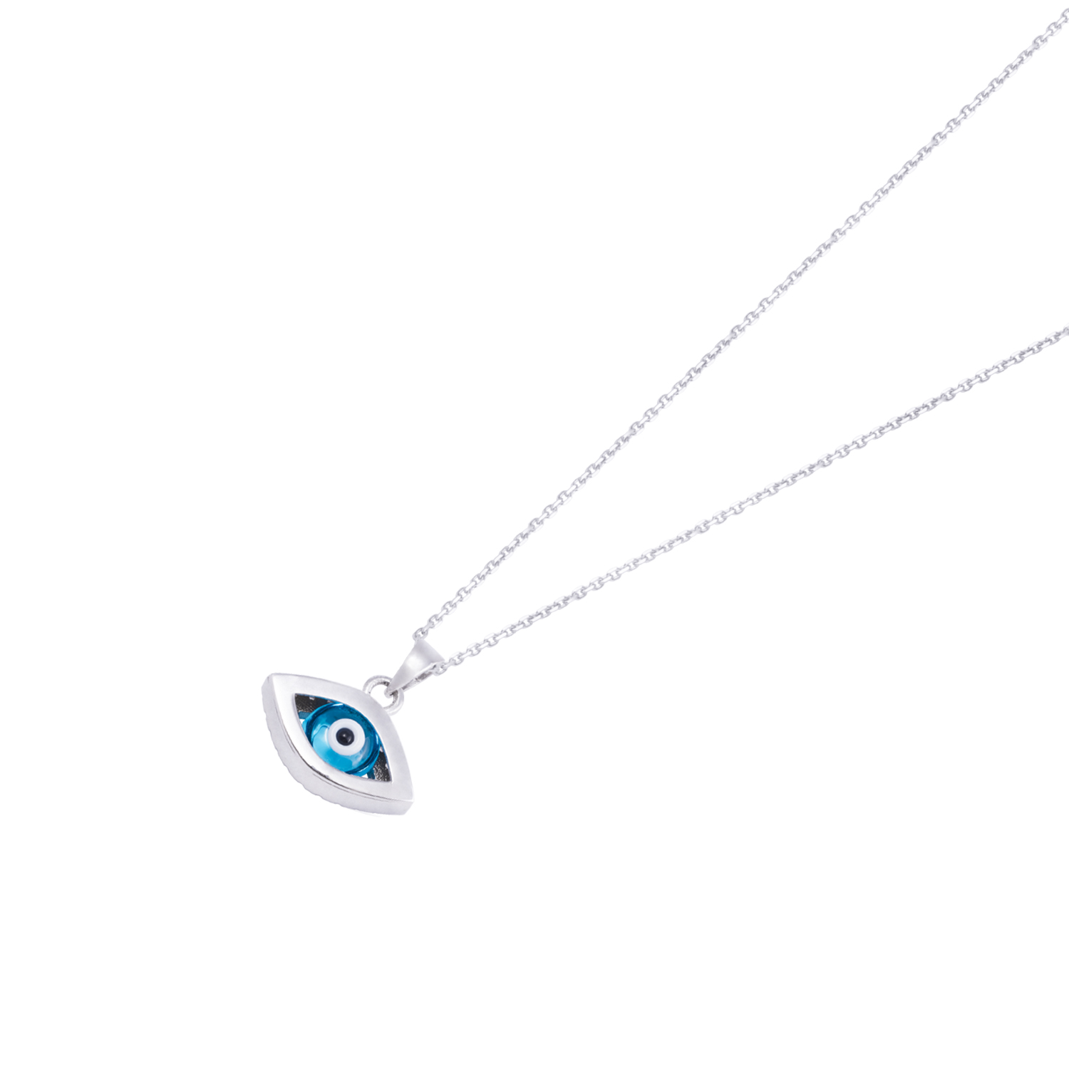 Colgante de Oro Blanco 18kt Ojo Turco Circón 2