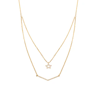 Collar Doble Oro Amarillo 18kt Diamantes 10 Puntos