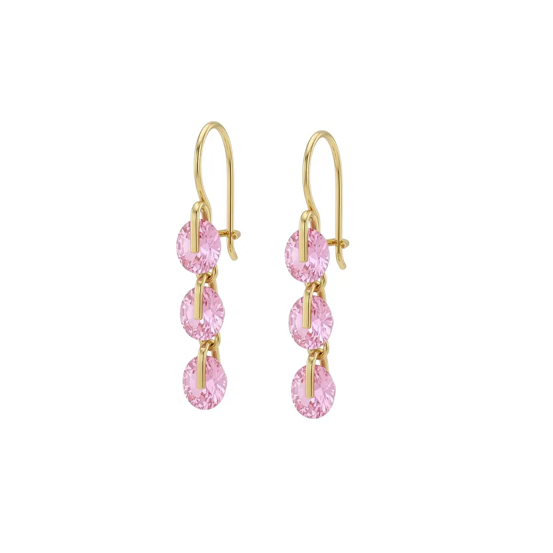 Aros Oro Miel 18kt Cascada Rosa Aurora 1