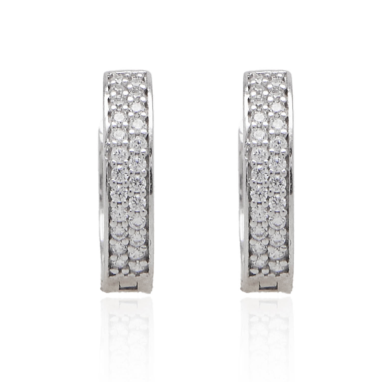 Aros de Oro Blanco 18kt Argollas Circonita 1047 1