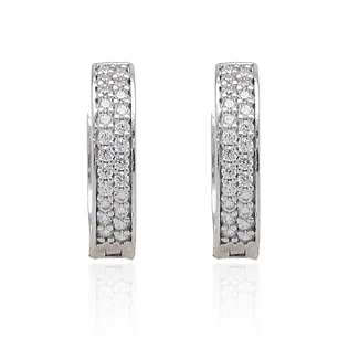 Aros de Oro Blanco 18kt Argollas Circonita 1047