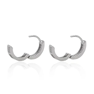 Aros de Oro Blanco 18kt Argollas Circonita 1047