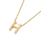 Collar de Plata Esterlina 925 Letra H Circon Revestido en Oro 18kt - Miniatura 1