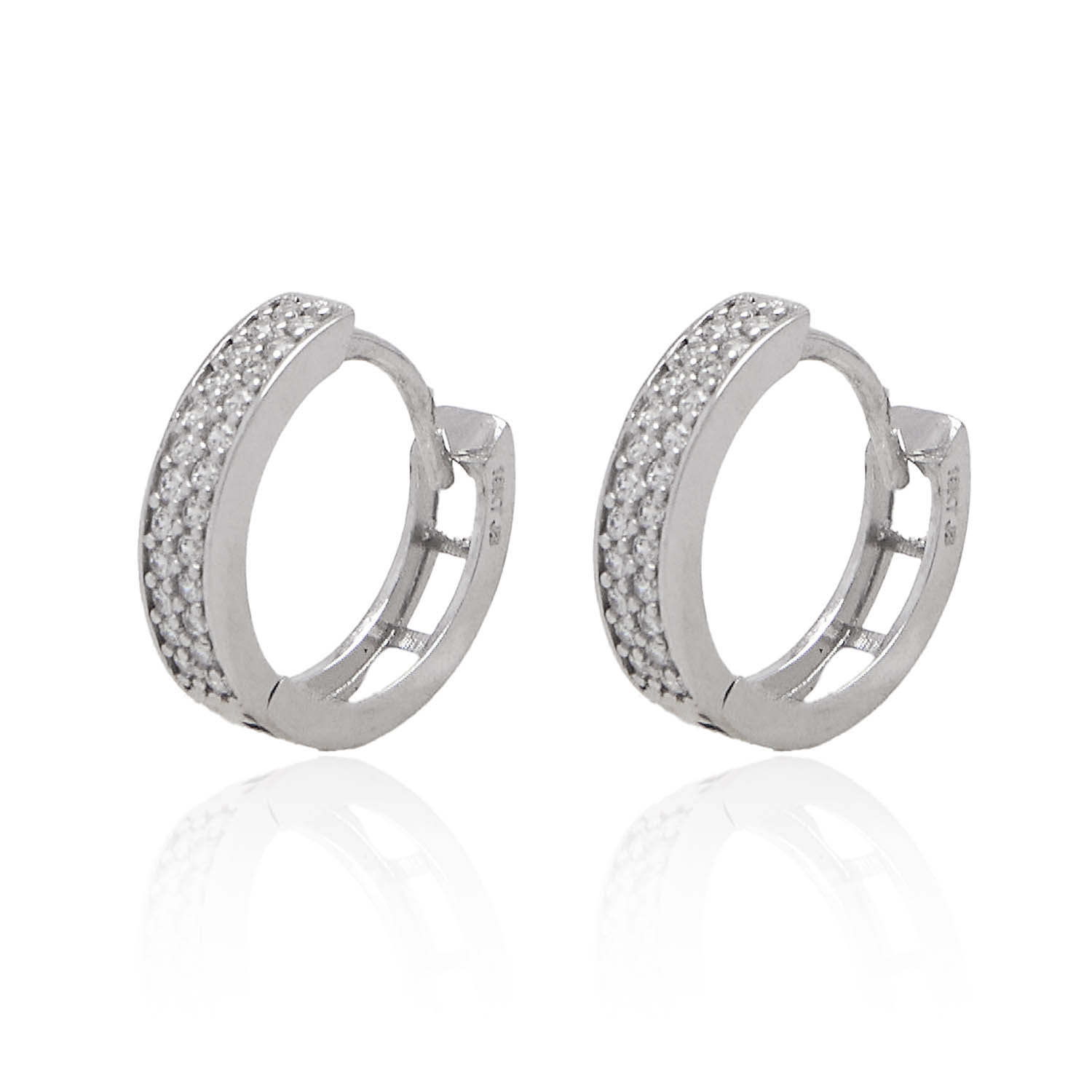 Aros de Oro Blanco 18kt Argollas Circonita 1047 3