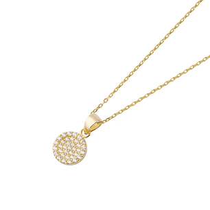 Colgante de Oro 14kt Medallón Circonita Pequeño