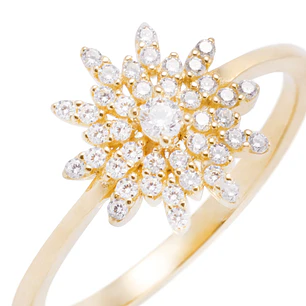 Anillo Oro Amarillo 18kt Copo de Circonitas