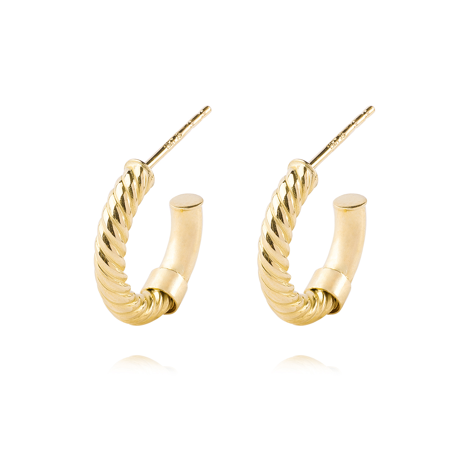 Aros de Oro 18kt Media Argolla Biselada Lisa 1