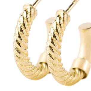 Aros de Oro 18kt Media Argolla Biselada Lisa