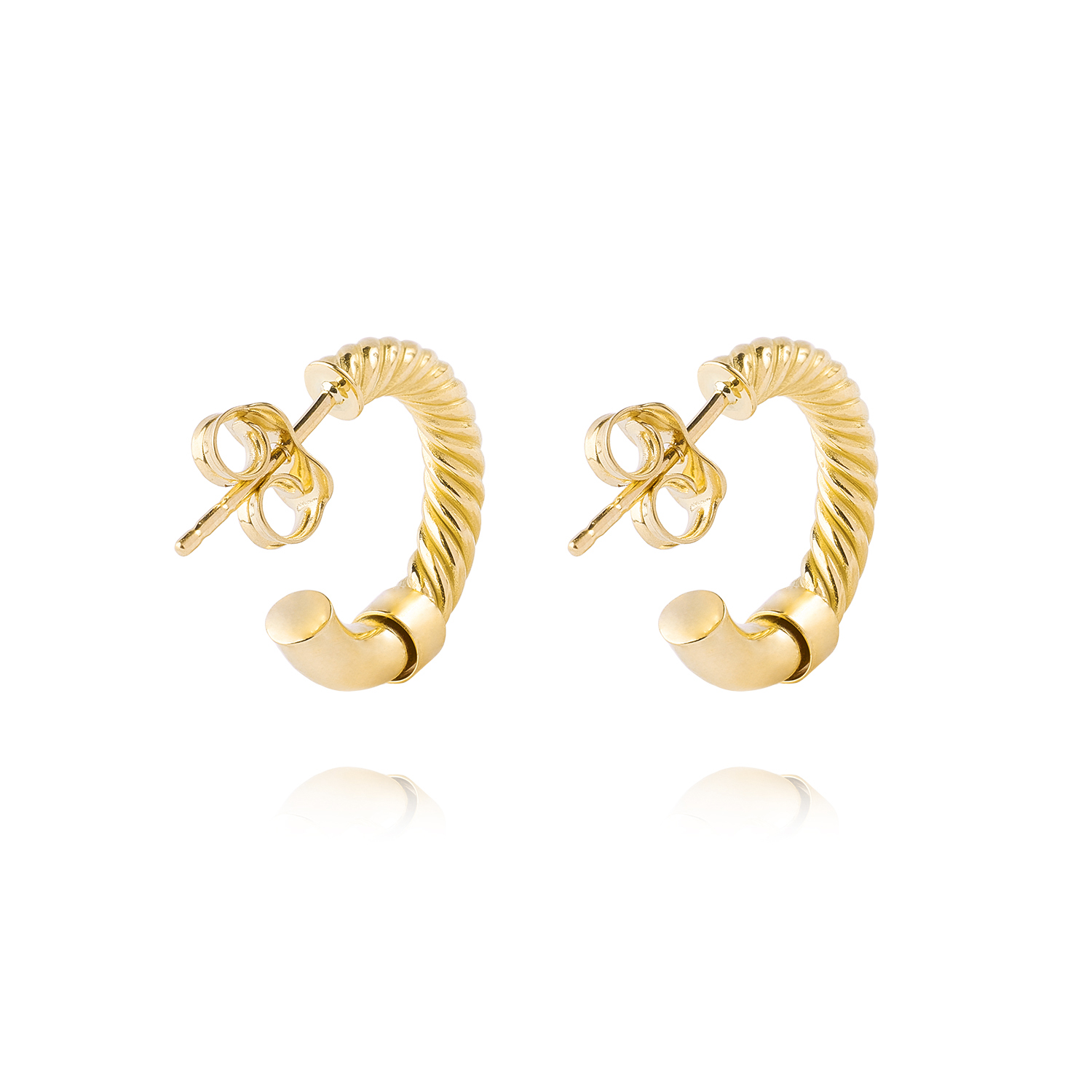 Aros de Oro 18kt Media Argolla Biselada Lisa 3