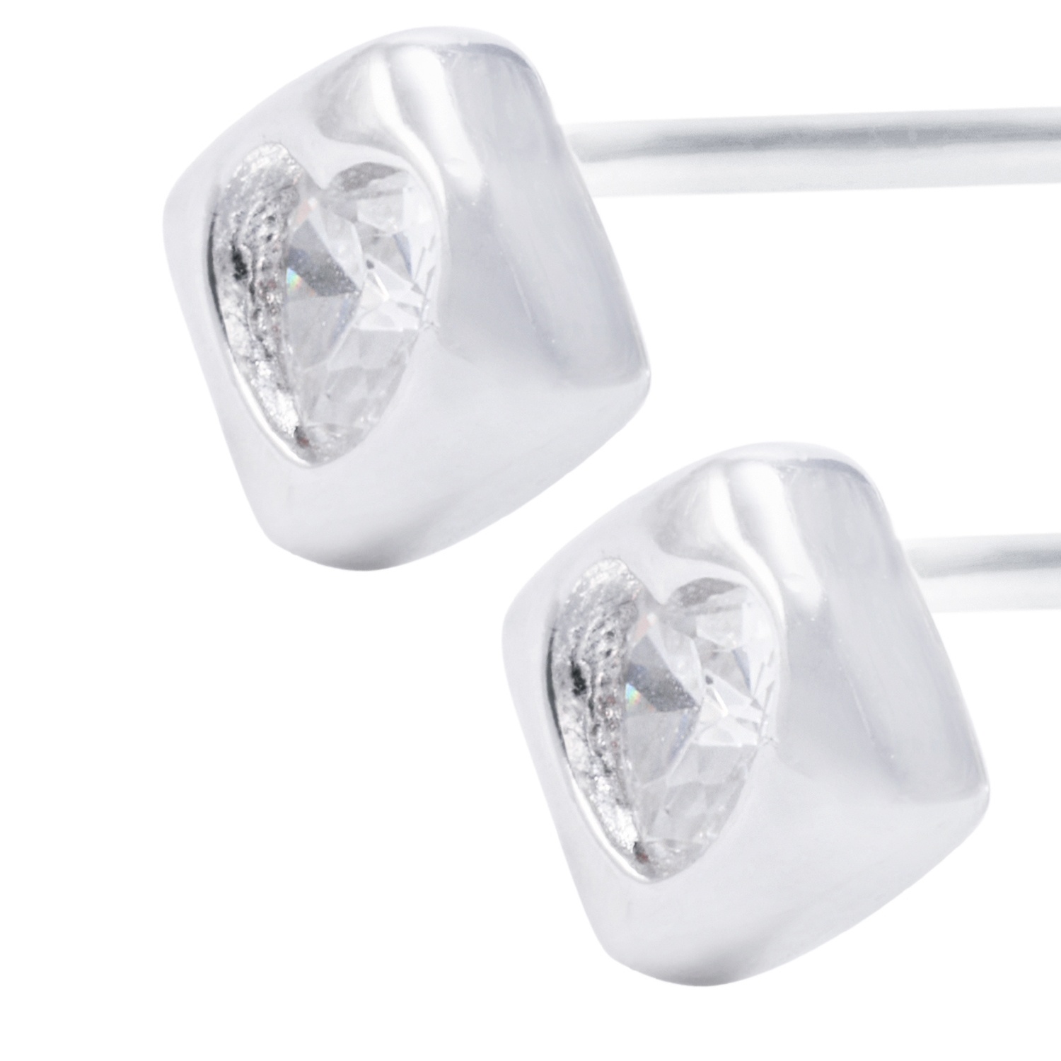 Aros de Plata Esterlina Cuadrado Corazón Con Circón 2