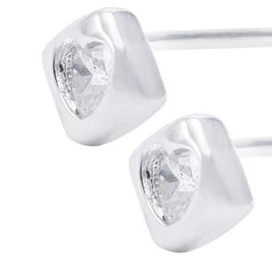 Aros de Plata Esterlina Cuadrado Corazón Con Circón