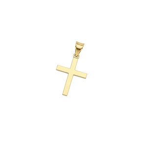 Colgante de Oro Miel 18kt Cruz Plana Pequeñ