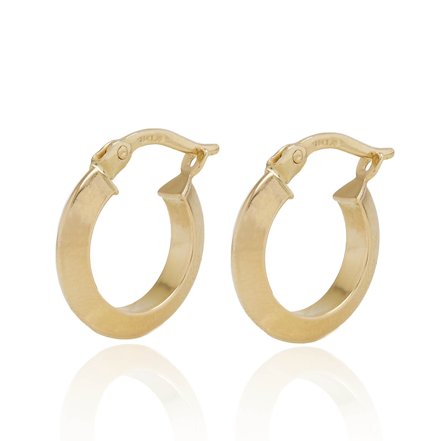 Aros de Oro 18kt Argollas Plana Tubular 1